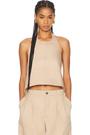 WARDROBE.NYC Drill Backless Halter Top in Beige