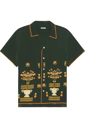 BODE Beaded Paddock Sampler Short Sleeve Shirt in Green