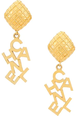 CHANEL Logo Clip-On Earrings in Metallic