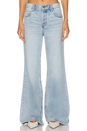 GRLFRND X Maggie MacDonald Jade Low Rise Relaxed Flare in Denim-Light