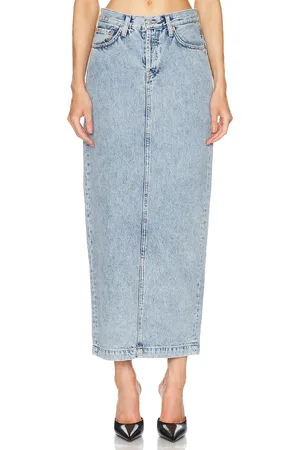 WARDROBE.NYC Column Skirt in Denim-Light