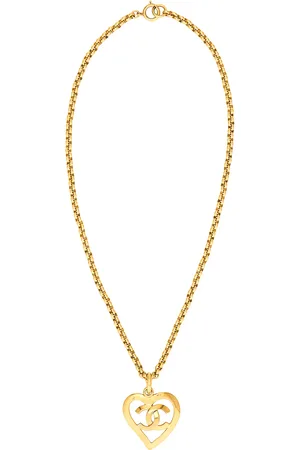 CHANEL 1995 CC Heart Necklace in Metallic Gold