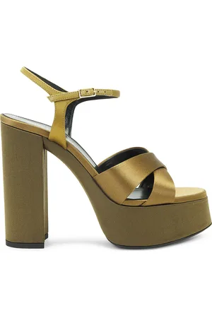 Saint Laurent Bianca Platform Sandal in Olive