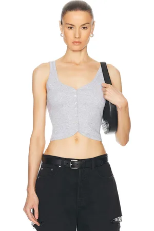 GRLFRND Rib Button Through Tank in Grey