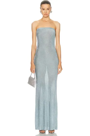 SER.O.YA Narissa Metallic Knit Maxi Dress in Blue