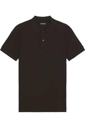 Tom Ford Tennis Piquet Short Sleeve Polo in Brown