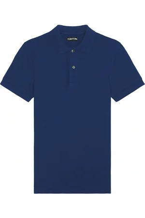 Tom Ford Tennis Piquet Short Sleeve Polo in Blue
