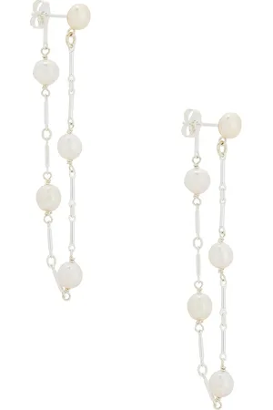 LOREN STEWART Pearl Chain Earring in White