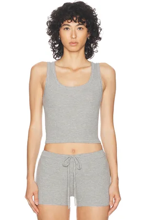 ÉTERNE Square Neck Tank Top in Grey