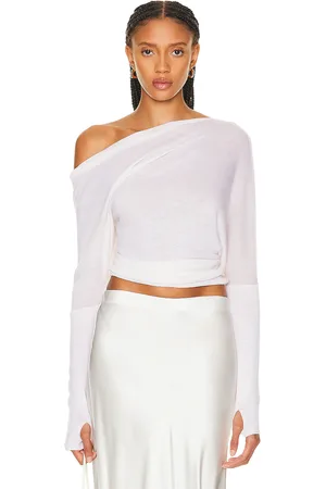 ENZA COSTA Tissue Cashmere Slouch Sweater in White