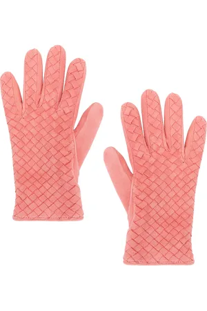 Bottega Veneta Leather Gloves in Pink