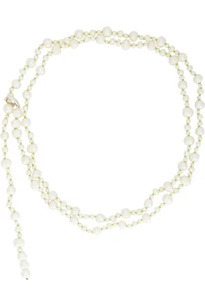 LOREN STEWART Pearl Wrap Necklace & Belt in White