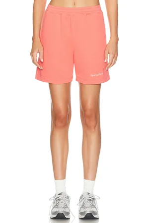 Sporty & Rich Serif Logo Soft Gym Short in Coral