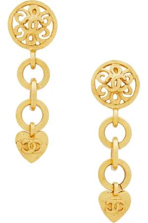 CHANEL 1995 CC Heart Clip-On Earrings in Metallic
