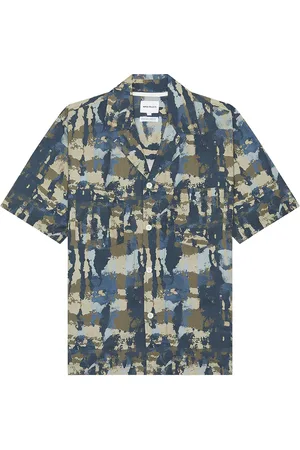 Norse projects Mads Relaxed Printed Shirt in Blue
