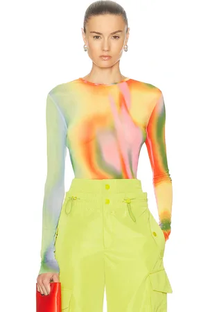 MONSE Rainbow Heatwave Mesh Top in Yellow
