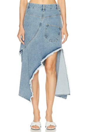 MONSE Twisted Denim Skirt in Denim-Light