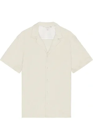 CLUB MONACO Jacquard Toweling Shirt in Beige