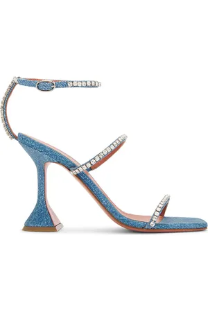 Amina Muaddi Gilda 95 Sandal in Denim-Medium