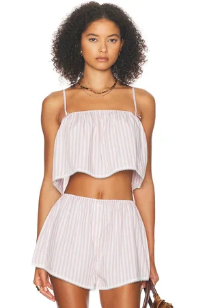 Helsa Wide Stripe Poplin Camisole in Mauve