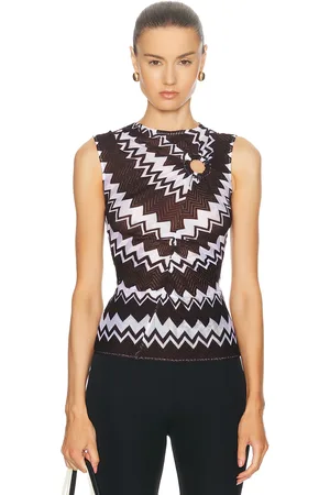 Missoni Zig Zag Sleeveless Top in Brown