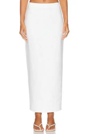 Helsa Linen Maxi Skirt in White