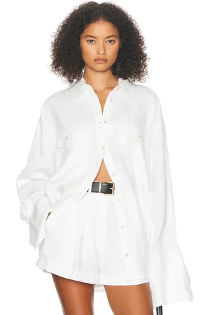 Helsa Washed Linen Shirt in White