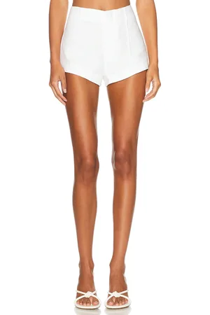 Helsa Washed Linen Micro Short in White