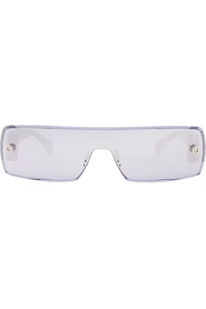 Alaïa Lettering Logo Rectangular Sunglasses in Metallic
