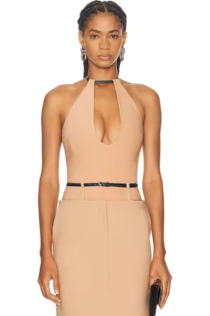 The Attico Plunge Neck Tank Top in Neutral