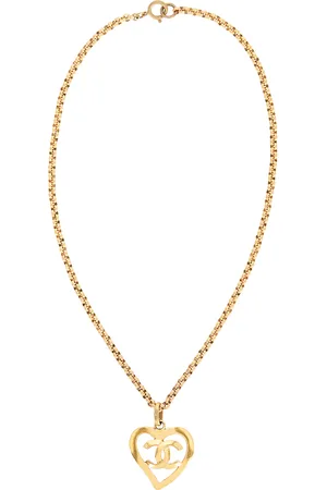 CHANEL 1995 CC Heart Necklace in Metallic