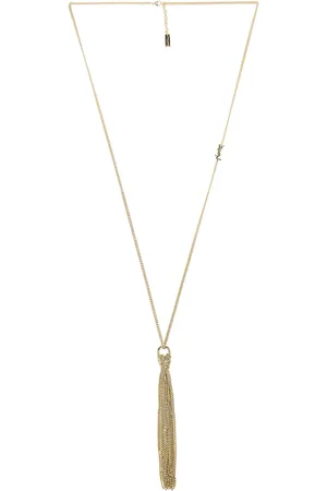 Saint Laurent Long Tassel Necklace in Metallic Gold