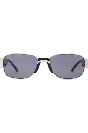 DRIES VAN NOTEN Rectangular Sunglasses in Metallic Silver