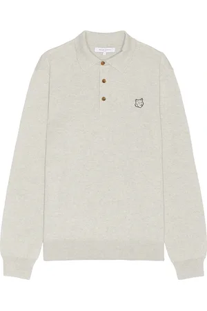 Maison Kitsuné Bold Fox Head Patch Polo Jumper in Grey