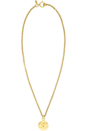 CHANEL 1990 Coco Mark Necklace in Metallic