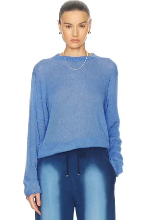 THE ELDER STATESMAN Nimbus Coastal Crew Sweater in Blue