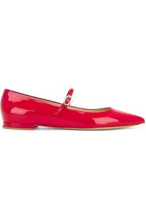 Gianvito Rossi Ribbon Jane Flat in Red