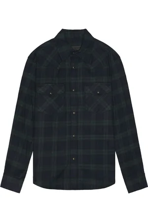 NILI LOTAN Travis Button Up in Dark Green