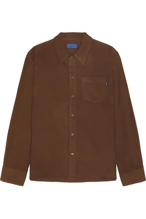 Saturdays NYC Broome Flannel Long Sleeve Shirt in Brown