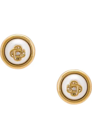 Casablanca Pearl Logo Stud Earrings in Ivory