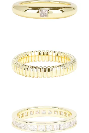 mega 3 Ring Stack in Metallic Gold