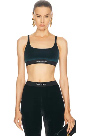 Tom Ford Signature Velour Bralette in Green