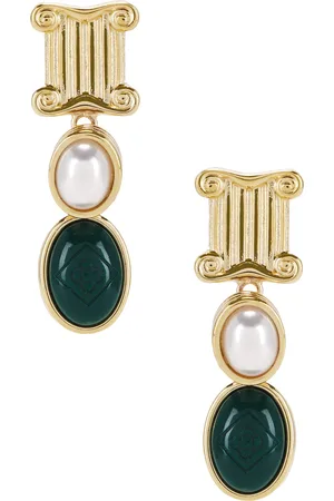 Casablanca Column Drop Earrings in Green