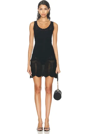 Norma Kamali Scoop Neck Tank Crochet Mini Dress in