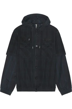 SACAI Gonz Multi Patch Plaid Hoodie in Blue
