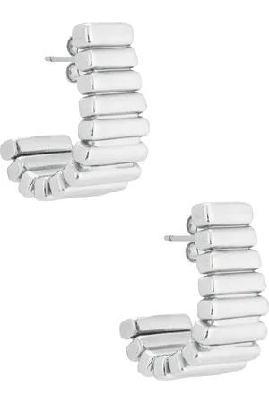 mega Stair Earrings in Metallic Silver