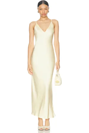 LAPOINTE Satin Slip Dress in Yellow