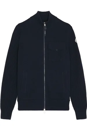 Moncler Zip Up Cardigan in Navy