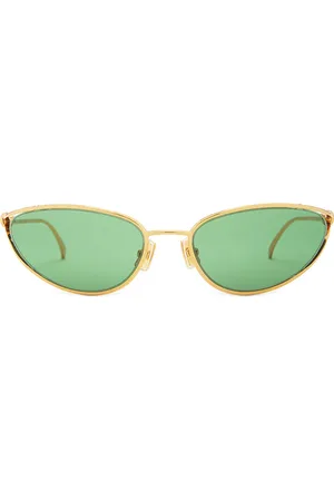 Bottega Veneta Narrow Cat Eye Sunglasses in Metallic Gold