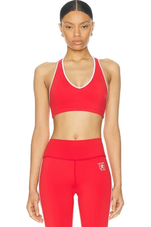 Sporty & Rich Runner Box V-Neck Sports Bra in Red